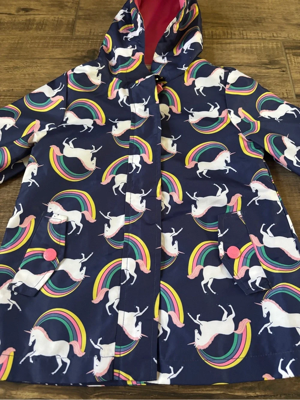 Carter's Navy Unicorn Raincoat with Pink Hood Lining